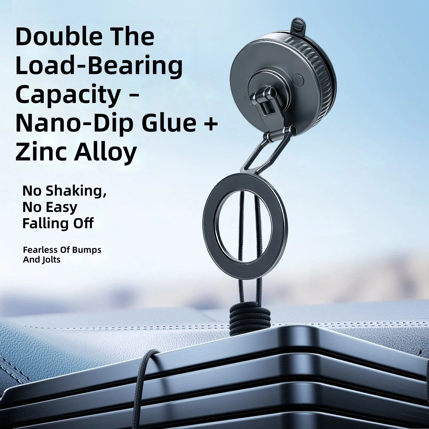 3-Axis Adjustable Magnetic Car Phone Mount (Metal & TPU, N52 Strong Magnet & Vacuum Suction) – Suitable for Dashboard