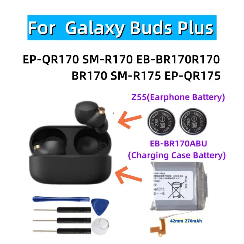 

Battery EB-BR170ABU 42mm 270mAh For Samsung Galaxy Buds/Buds Plus SM-R175 EP-QR175 Earphone Compartment Headset Battery