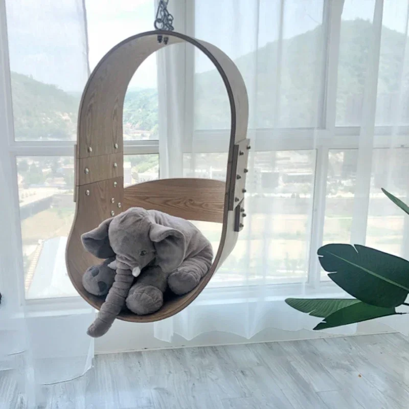 factory direct sa Indoor Cradle Chair Swing Balcony Wooden Hanging Chair Household Small Nordic Designer Creative Hanging Basket