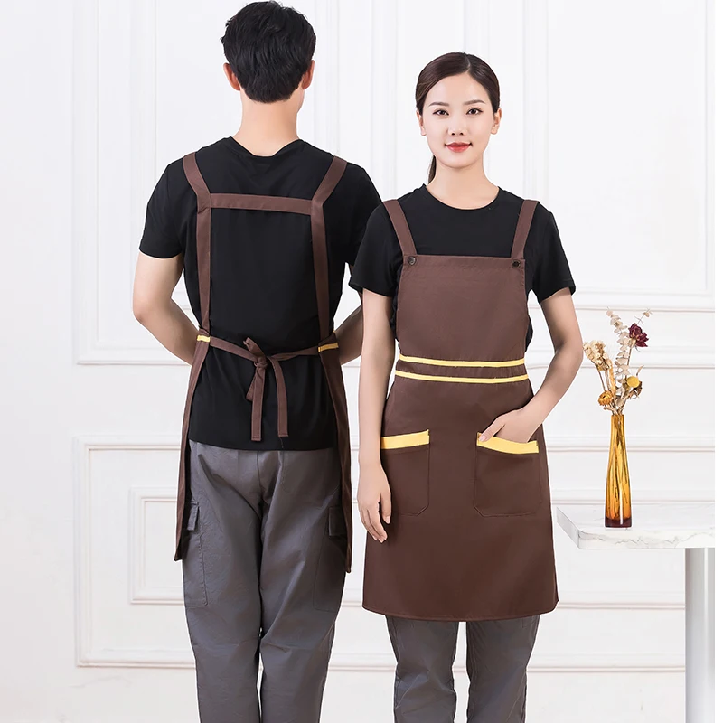 Personality Custom Logo Signature Men\'s and Women\'s Kitchen Aprons Home Chef Baking Clothes with Pockets Adult Bib Waist Bag