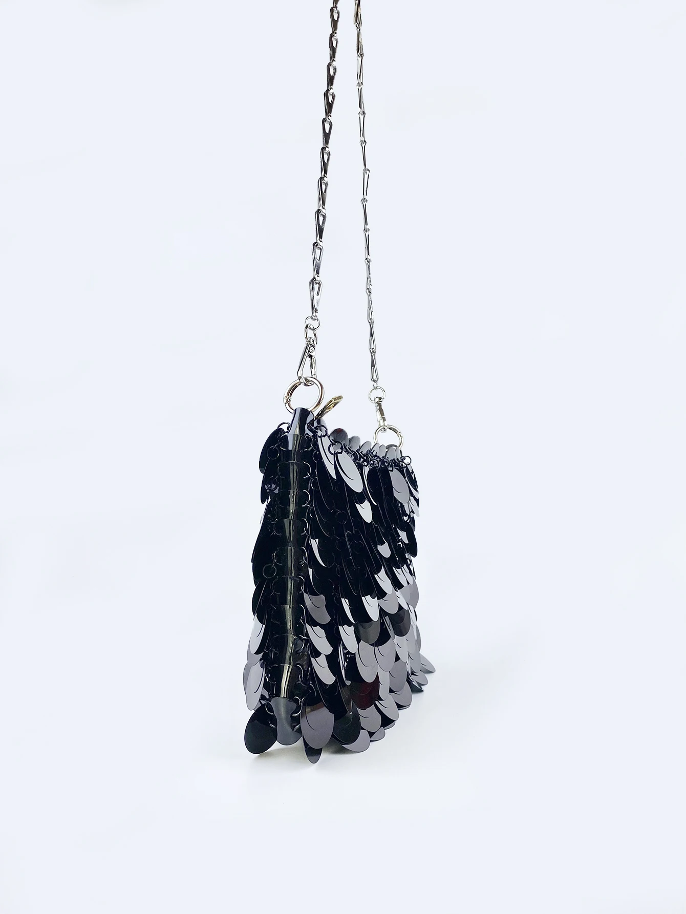 New French Gradient Colorful Sequin Bag Woven Fish Scale Shining Sequin Single Shoulder Crossbody Dual purpose Phone Bag