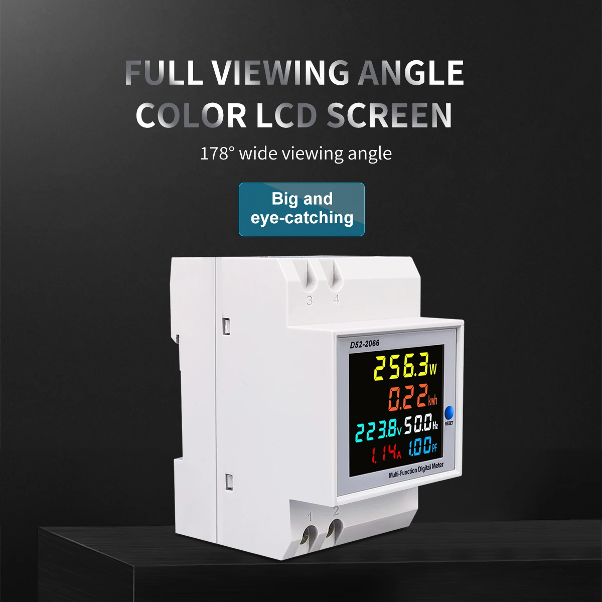 Monitor ca su guida Din 6IN1 110V 220V 380V 100A tensione corrente fattore di potenza attivo KWH energia elettrica misuratore di frequenza VOLT AMP