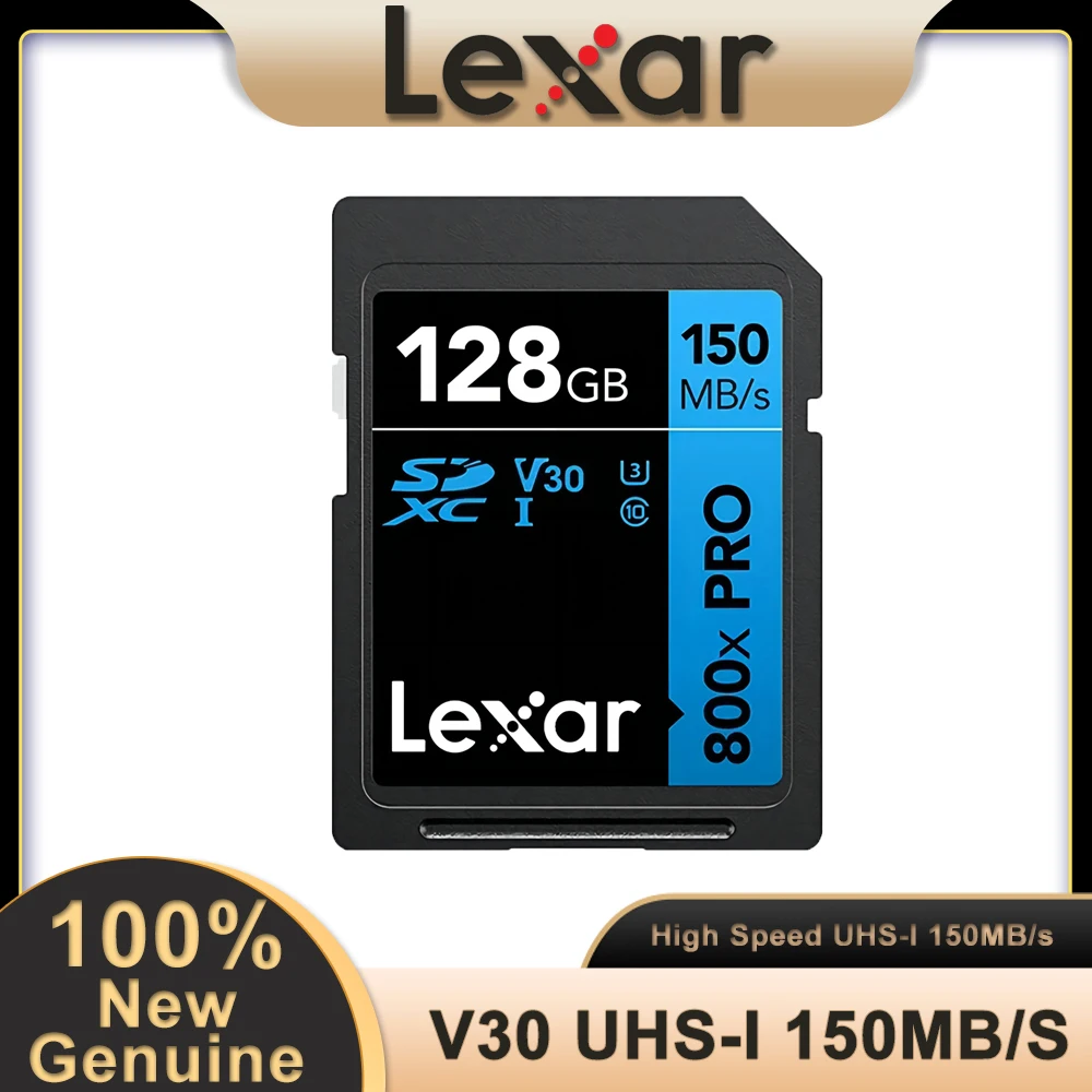 Карта памяти Lexar SD 800X Pro, 128 ГБ, 64 ГБ, 32 ГБ, 256 ГБ, карта памяти Classe 10 3D 4K V30, высокоскоростная видеокарта UHS-I 150 МБ/с для камеры Карта памяти Lexar SD 800X Pro, 128 ГБ, 64 ГБ, 32 ГБ, 256 ГБ, карта памяти Classe 10 3D 4K V30, высокоскоростная видеокарта UHS-I 150 МБ/с для камеры