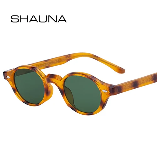 SHAUNA, gafas de sol ovaladas pequeñas a la moda para mujer, gafas de sol de lujo con remaches Retro para hombre, gafas de sol de color verde oscuro UV400 Punk