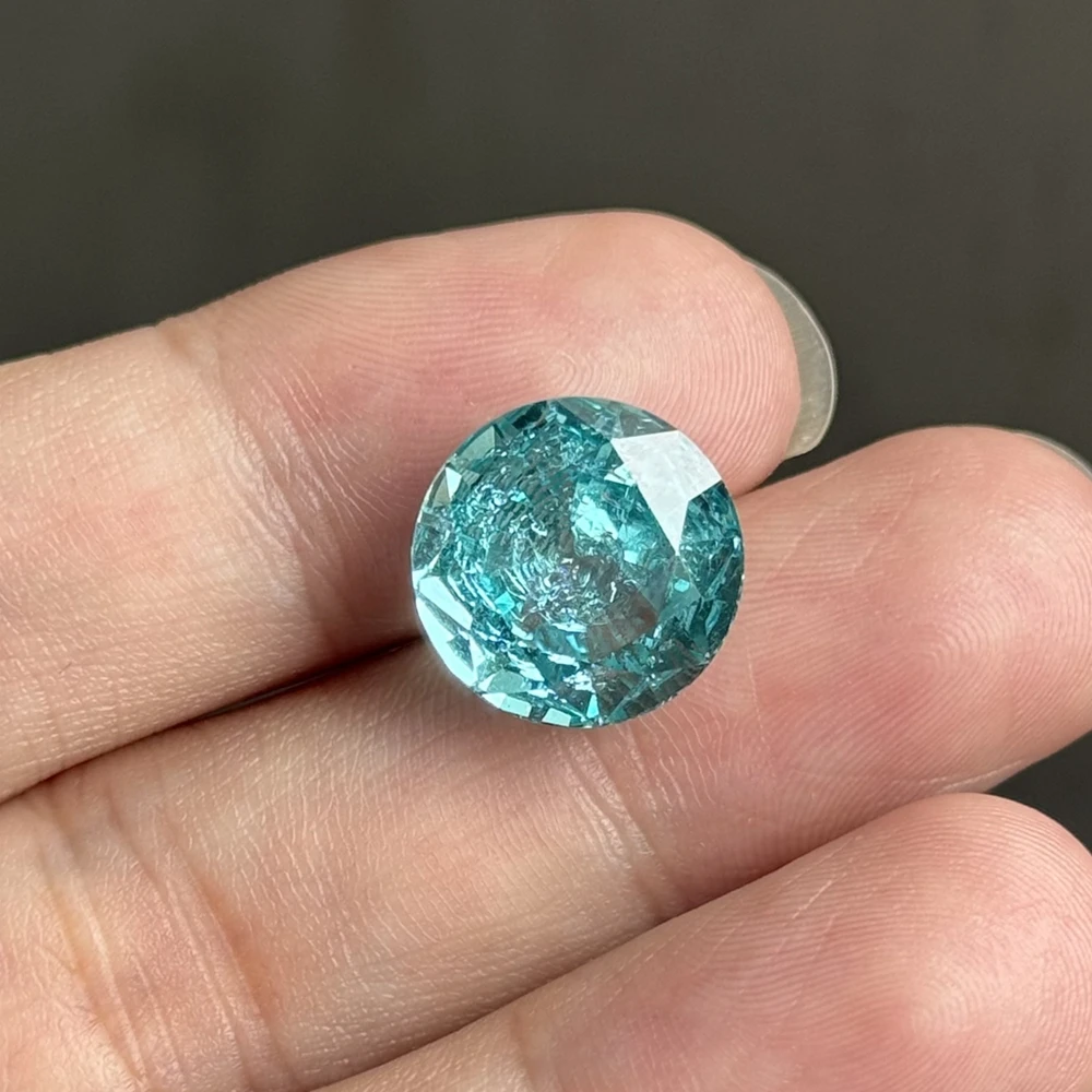 Lab Grown Ice Crushed Blue Paraiba Oval Asscher Round Pear Princess Pear Heart Cushion Trillion Cut Gemstone