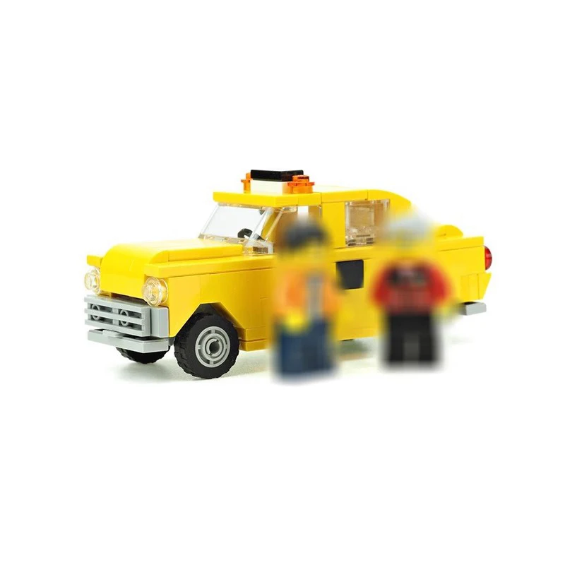 MOC-14997 Creative puzzle assembly DIY small particle building block toy creative series urban taxi children's car model set