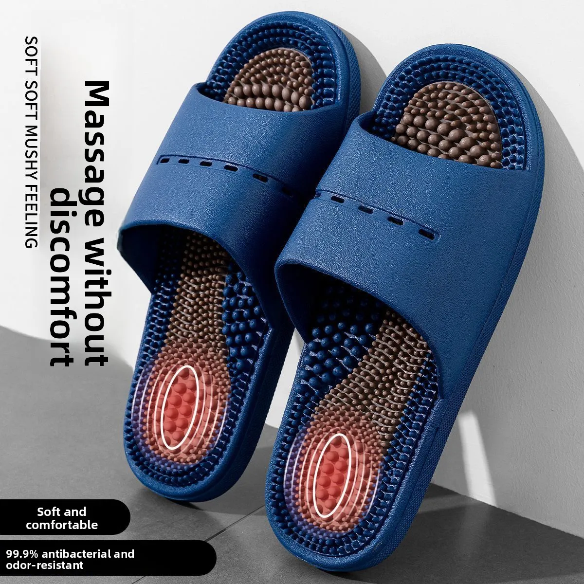 Massaging Indoor Slippers Men's Summer Anti-Slip Odor-Resistant Bathing Foot Bottom Acupoint Cool Sandals Home Comfortable