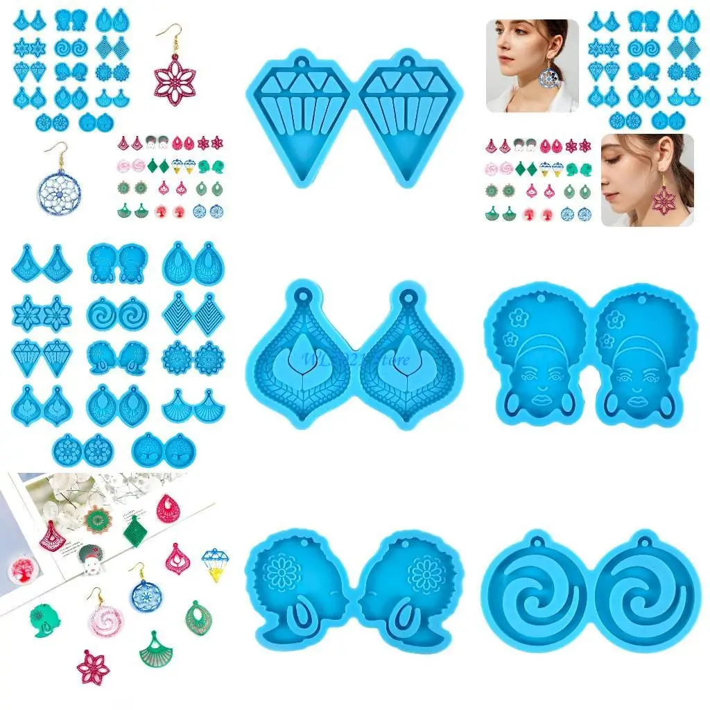 

G5GC Jewelry Silicone Molds Silicone Snowflake Rhombus Earring Pendant DIY Casting Mould Jewelry Epoxy Mold for Handmade Tool