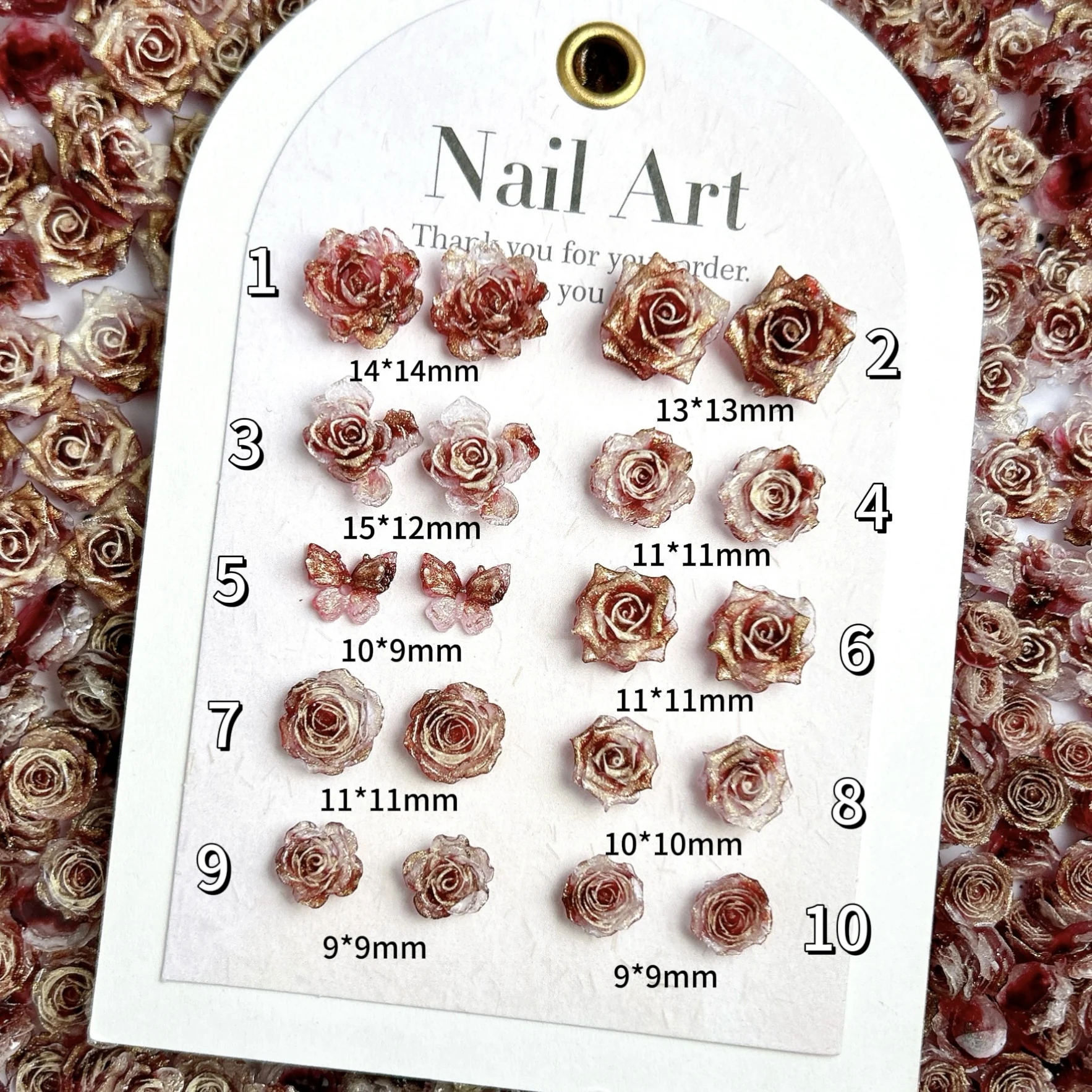 30개 다양한 스타일의 창의적인 야광 꽃 시리즈 네일 참, 시뮬레이션된 달콤한 컬러풀 나비 장미 네일 아트 장식 DIY