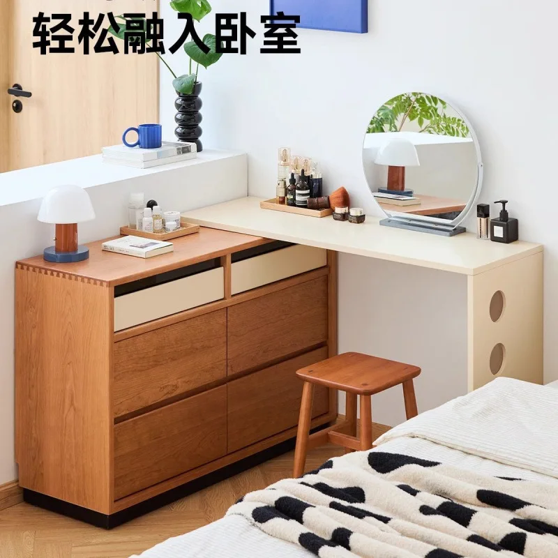 Massivholzkommode Haushalt kleine Wohnung Schminktisch Nachttisch Eimerschrank integrierter Aufbewahrungsschrank