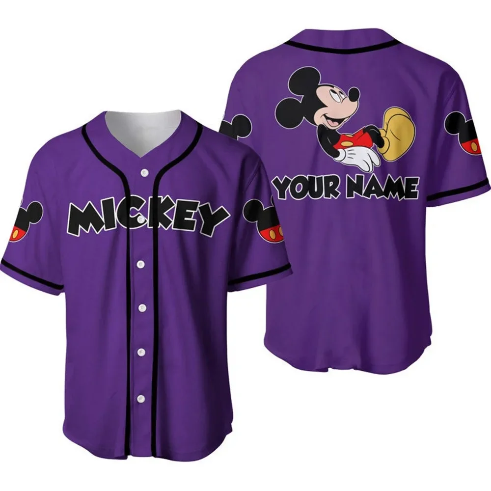 Disney-Maillot de baseball Goofy Minnie, haut imprimé personnalisé, haut simple à col rond, série Disney, tureMouse