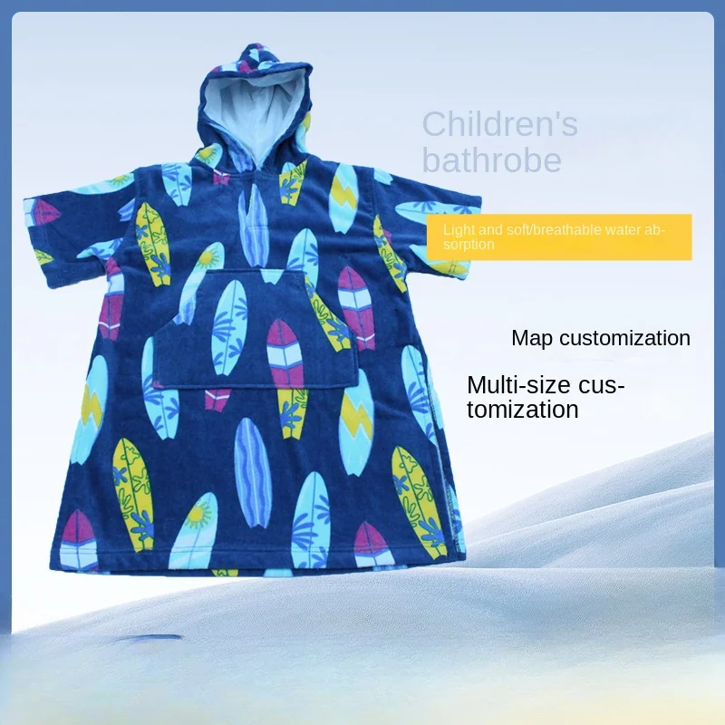 

Children's Hooded Cartoon Bathrobe Bath Towel Breathable and Absorbent Hooded Cloak Baby Swimming Bathrobe Summer