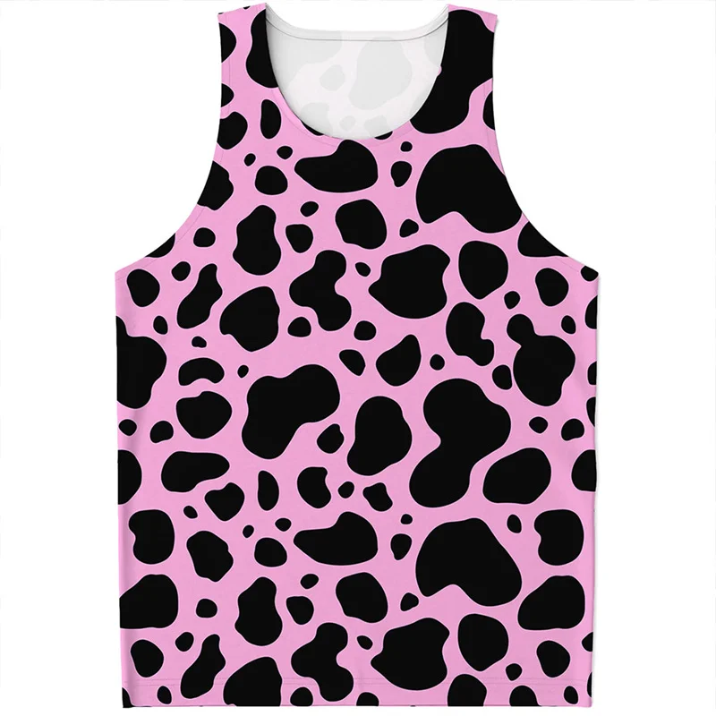 Fashion Camo Cow Pattern Tank Tops Men Summer Sleeveless Beach Vest Casual Cool 3D Printed Tee Shirt Tops Oversized Streetwear