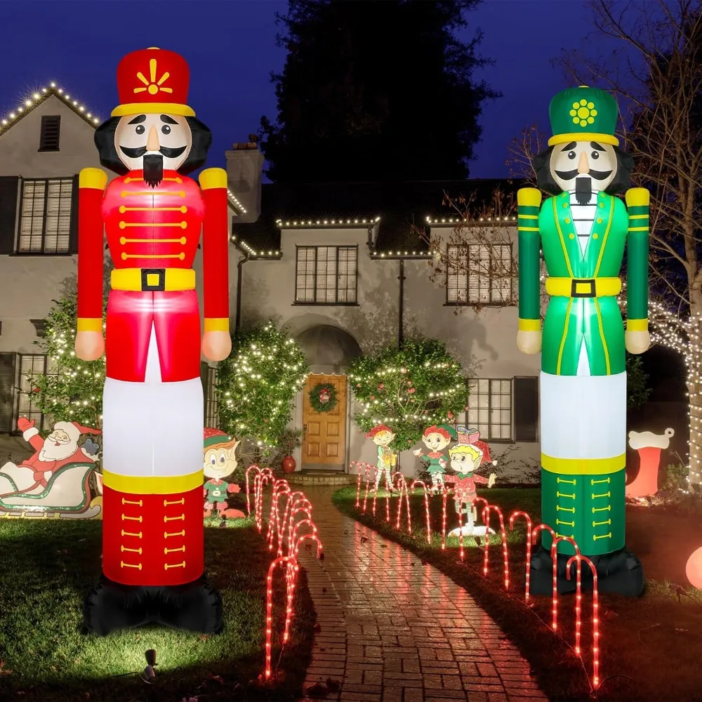 

8ft LED Lighted Inflatable Christmas Nutcracker Soldier Yard Decorations - 2 Pack With 10 Stakes and 5 Tethers