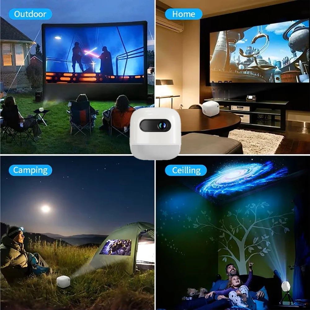 Smartldea Android13.0 HD Mini Projetor DLP Inteligente 5G Wifi Bluetooth5.3 construído em bateria de 8400mAh para projetores de acampamento ao ar livre