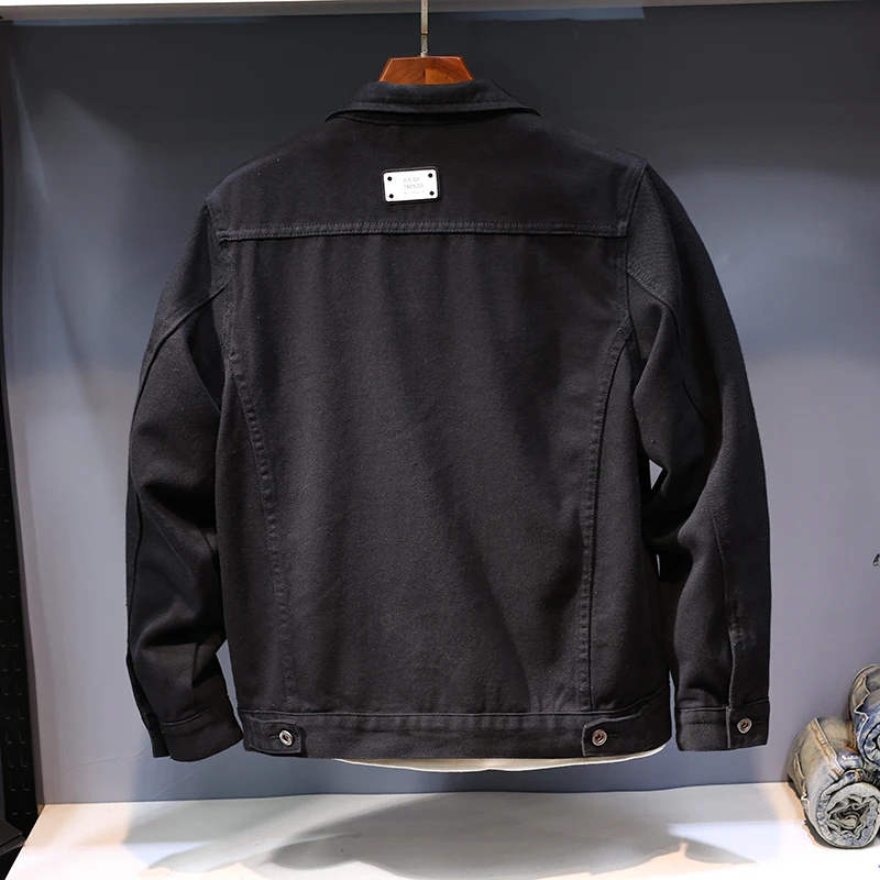 Blouson en Jean Vintage Américain Décontracté avec Revers Multi-Poches, Vêtement de Travail Tendance de Style Japonais, Nouvelle Collection Automne 2024