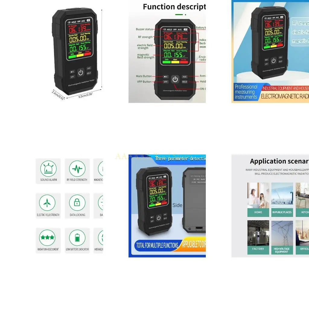 A2Be Mettr Meter Elettromagnetici Alla Racadiazione Del Fietro Elettromagnetico, Rilevatore Emf Retroilluminazione Per-image