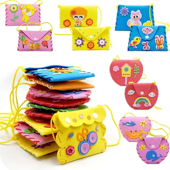 Borsa artigianale fatta a mano per bambini borsa da cucito in schiuma EVA di colore giocattoli fai da te Montessori aiuta i bambini apprendimento precoce giocattolo educativo regalo