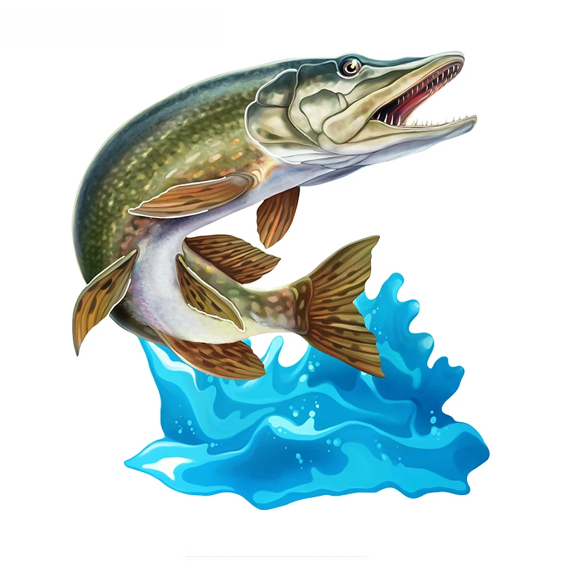 

Pike Walleye 3D Fish Wall Art Stationery Sticker Decal Waterproof Auto Decals for Car Bike Motorcycle Room N30