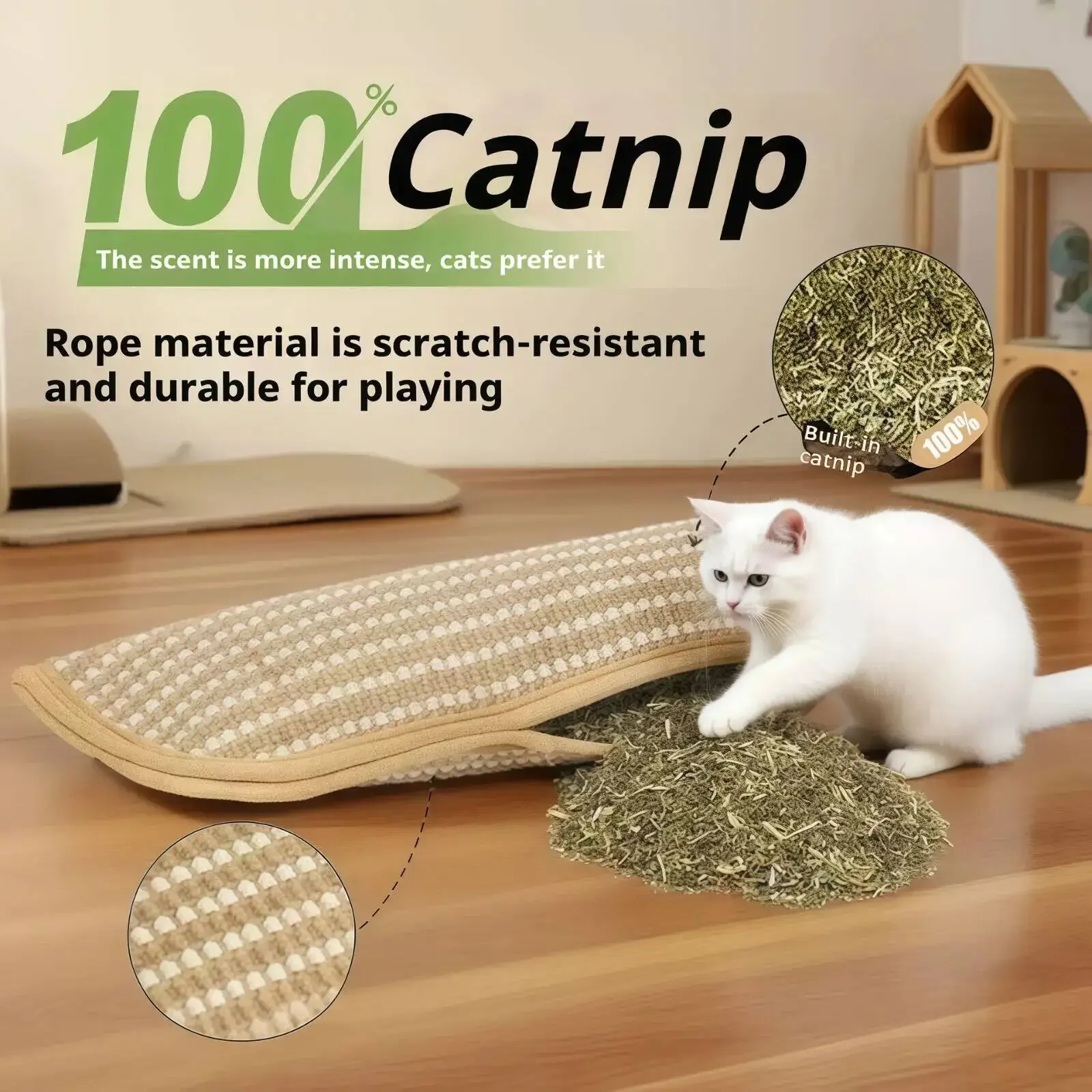 Multi functional cat scratch pad toy pillow chew resistant cat bed soft mosquito repellent pet interactive toy - view 3