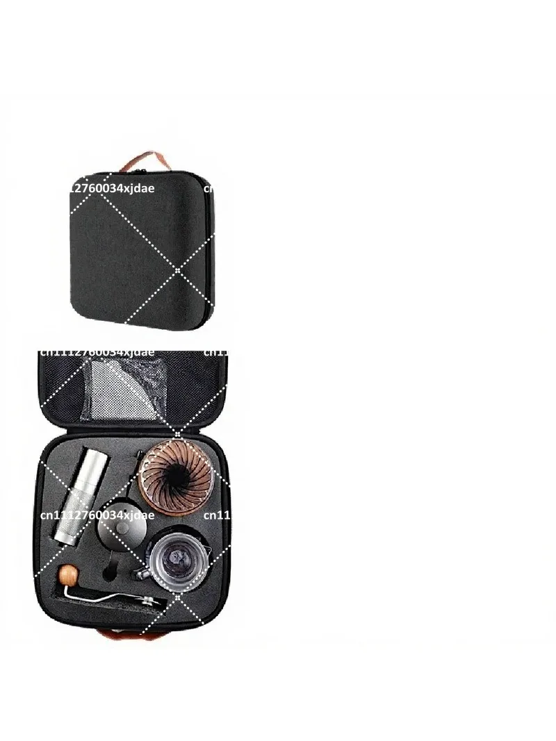 Portable Outdoor Hand Drip Coffee Set with Grinder, Camping Coffee Maker Kit, Brewing Utensils in Gift Box