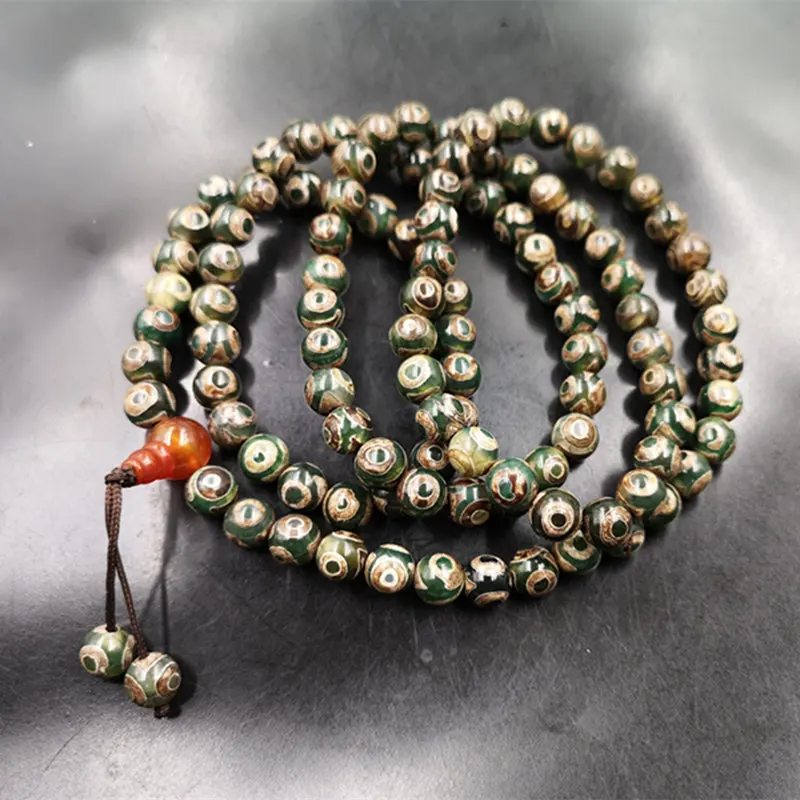 8Mm 108- Wrapable Dzi Round Bead , Old Agate Bracelet