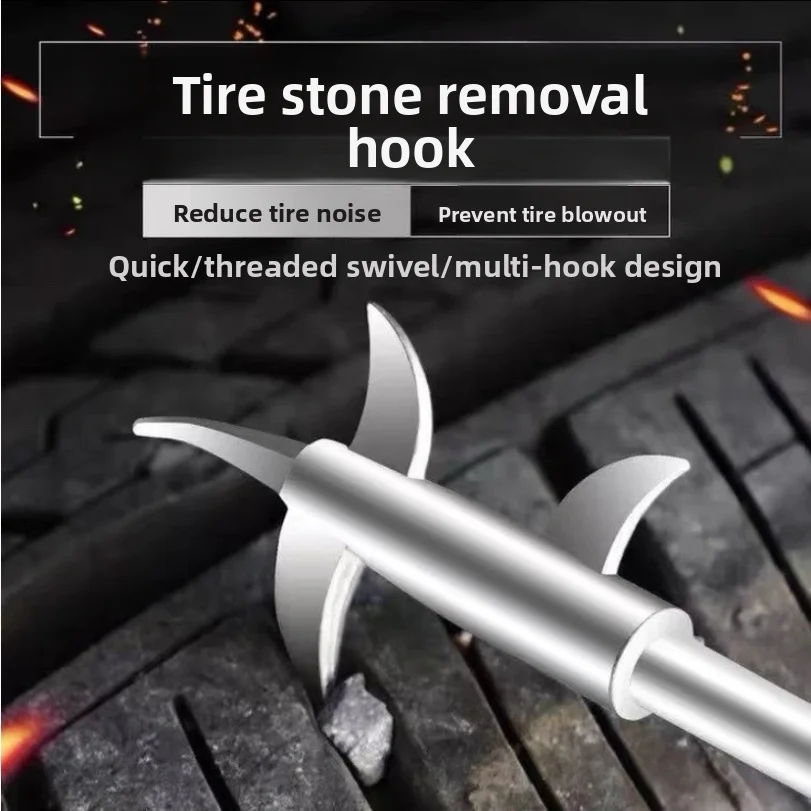 Car Tire Stone Removal Hook And Stone Scraper Convenient Cleaning Tool With Built-in Screwdriver Car-use Stone Scraper
