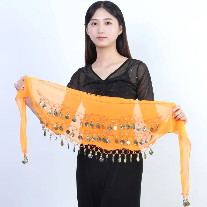 

Women Belly Dance Costume Hip Scarf Accessories Belt Skirt Bellydance 72 Coins waist chain YF003