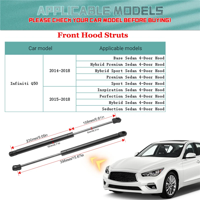 Support Struts For Infiniti Q50 2014 2015 2016 2017 2018 Replaceable Accessories Car Front Hood Rear Trunk Tailgate Lift Rods