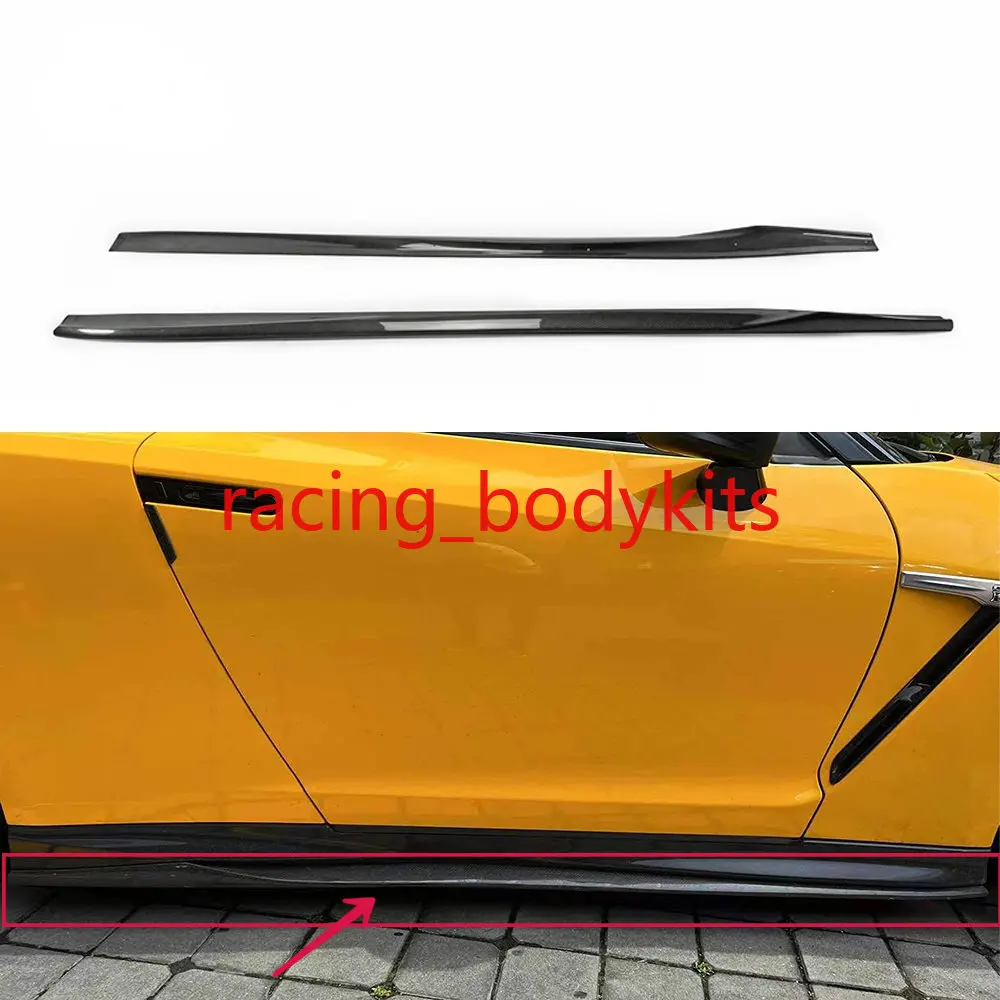 For Nissan R35 GTR MY17 2017+ Side Skirt Extension Trim Addon Wings Carbon Fiber