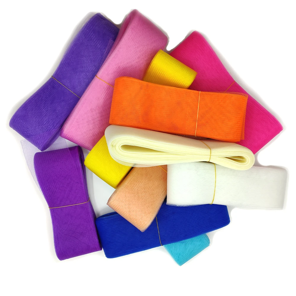 Soft Elastic Polyester Mesh Tape Smooth Flat Crinoline Fabric For Fascinator Hat Wedding Skirt DIY Craft Sewing Accessories