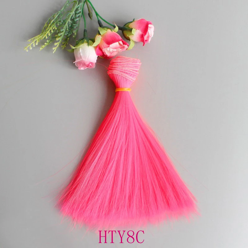 1pcs doll hair 15cm 25cm Pink Yellow Purple Green Blue color straight doll wigs for Russian handmade diy accessory