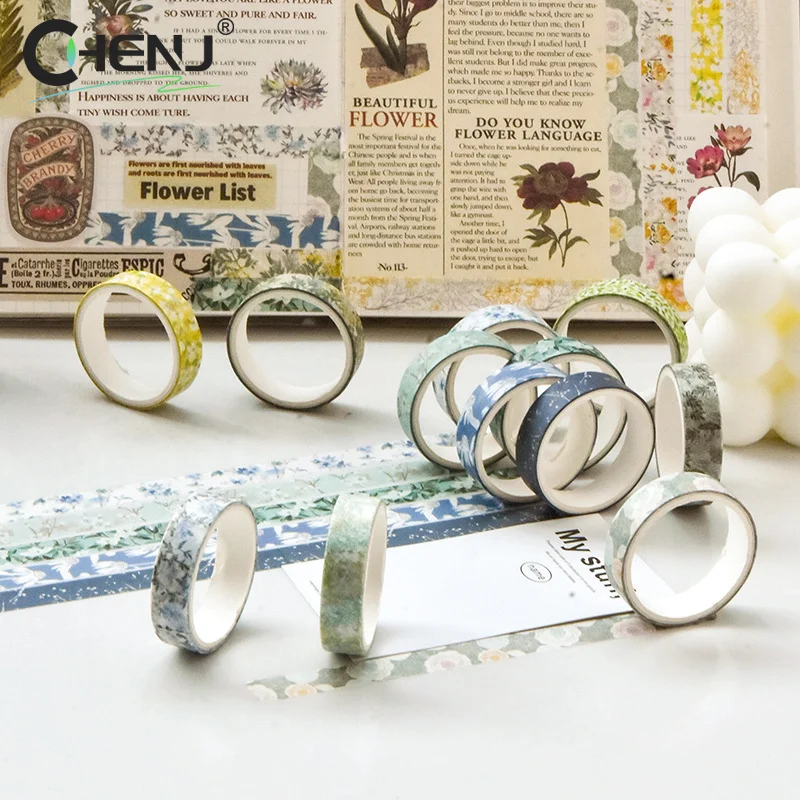 5 Buah Pita Bunga Antik Pita Persediaan Buku Tempel Dekorasi Buku Harian Musim Semi Aksesori Pita Cinta Adhesiva Decorativa