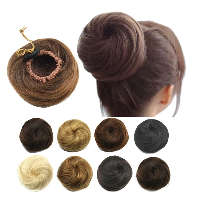 สังเคราะห์ผม Bun Elastic Lazy Drawstring ผม Buds Grip Donut คลิปธรรมชาติสําหรับผู้หญิง Hairdressing เครื่องมือจัดแต่งทรงผม