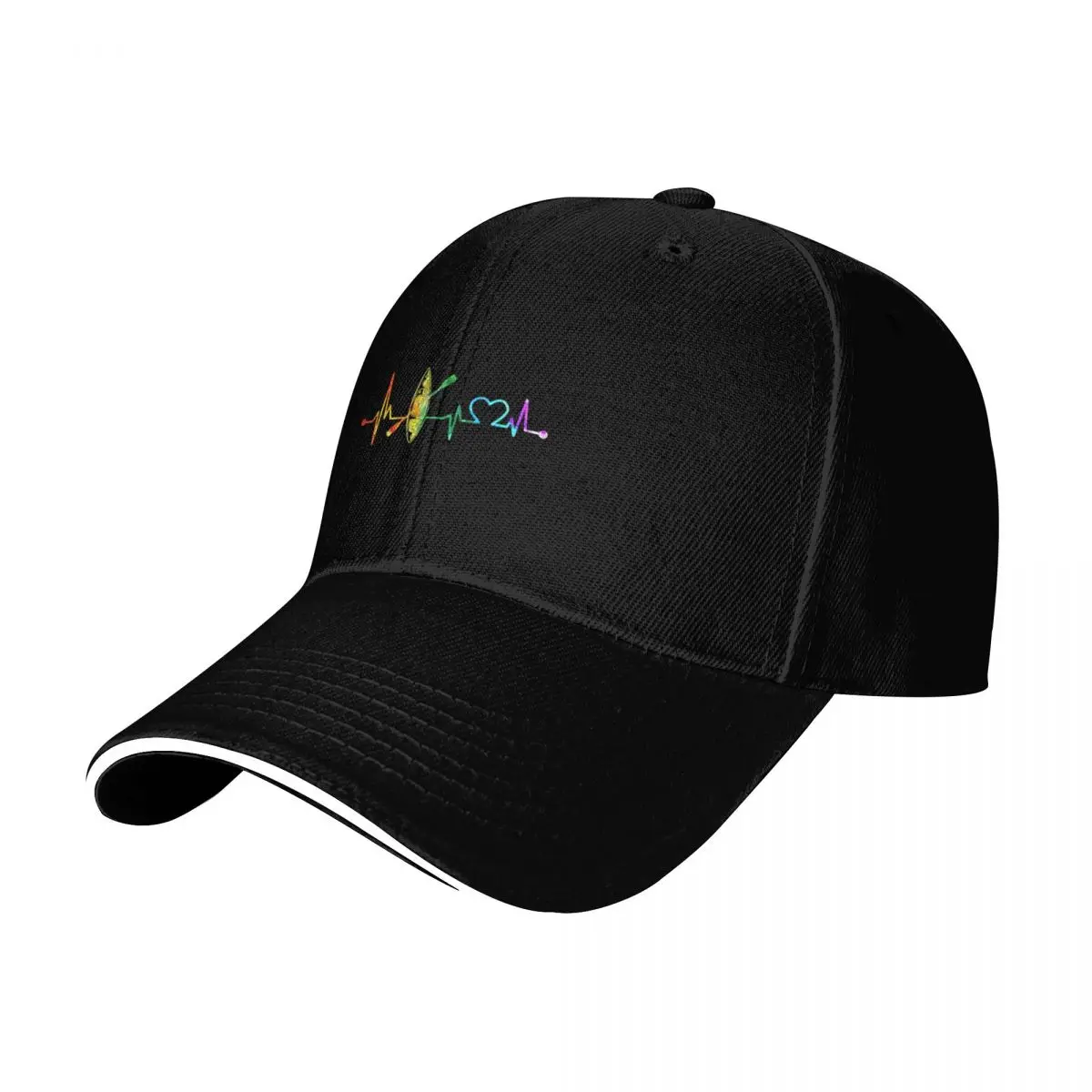 Kayaking Lover My Heartbeat Is A Kayak Baseball Cap Quick Dry Performance Cotton Twill Breathable Contrast Two Tone Brim