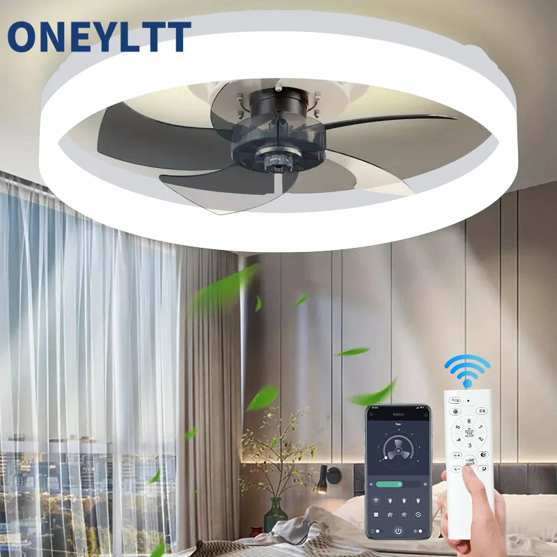 Modern ceiling fan with light remote control approximately 50cm3000K-6500K dimmable LED fan light Ceiling fan with bedroom light