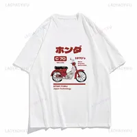 Vintage T Shirt for Men Retro Japanese Motorbike Classic C50 C70 Print Tops Graphic T Shirts Cotton Unisex Tee Ropa Hombre