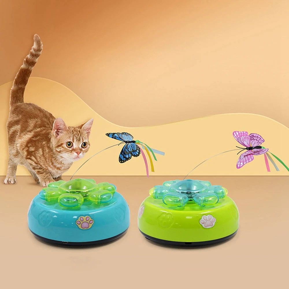 Automatic Interactive Cat Toys Rechargeable Fluttering Butterfly Moving Ambush Feather Smart Cat Toy for Indoor Cat Accessories