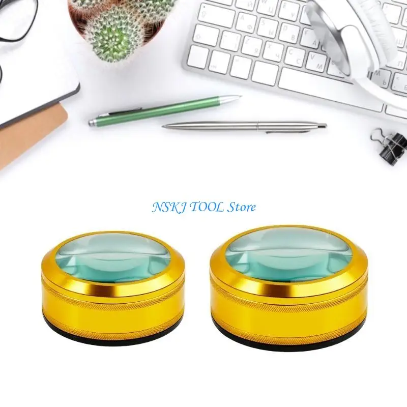 

L8RC Portable Magnifier Pocket Loupe Metal Reading Glass Lens 10X 80mm/90mm for Inspection Science Office Travel