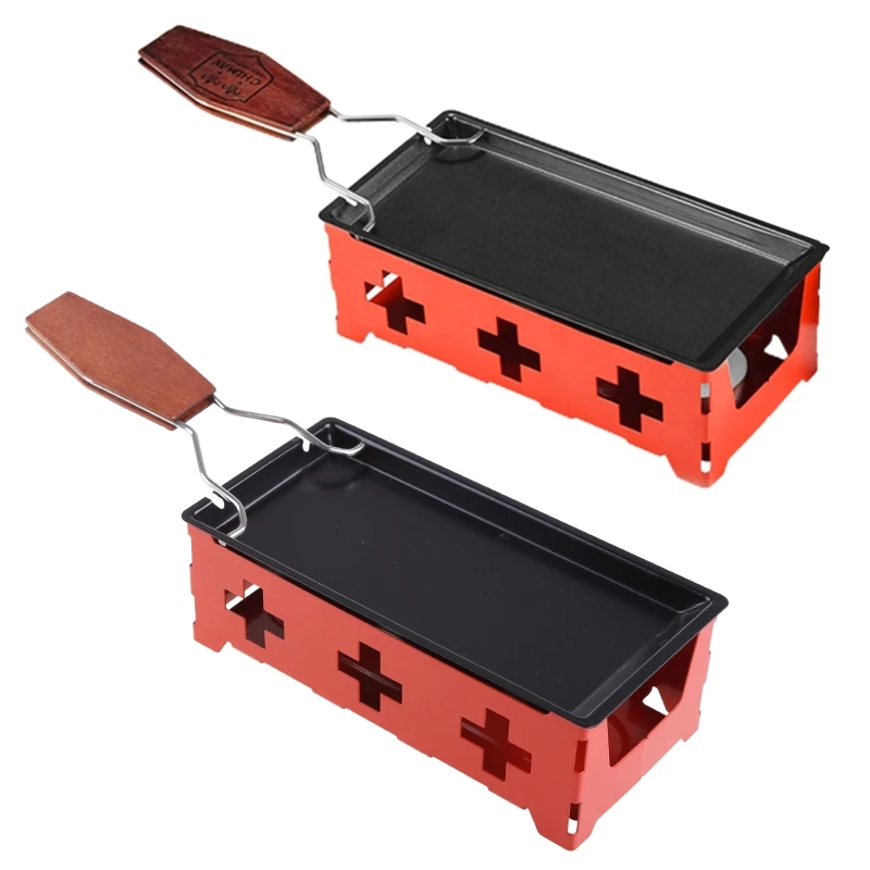 Portable Cheese Raclette Pan Oven Grill Plate Rotaster Baking Tray Stove Spatula Drop shipping