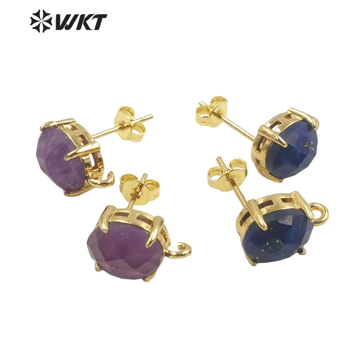 

WT-E678 WKT 2022 Colourful oval shape natural gemstone Earrings fashion jewelry wedding party Earrings trend jewelry