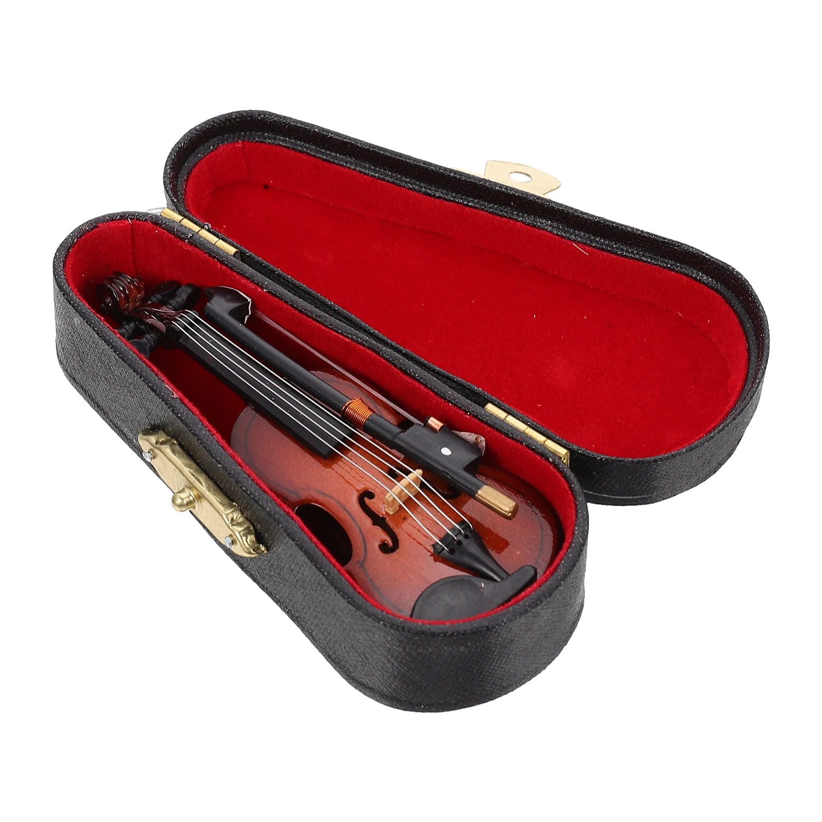 

Miniature Violin Adornment Realistic Tiny Model Desktop Decor Photo Props Style Smooth Wood Durability