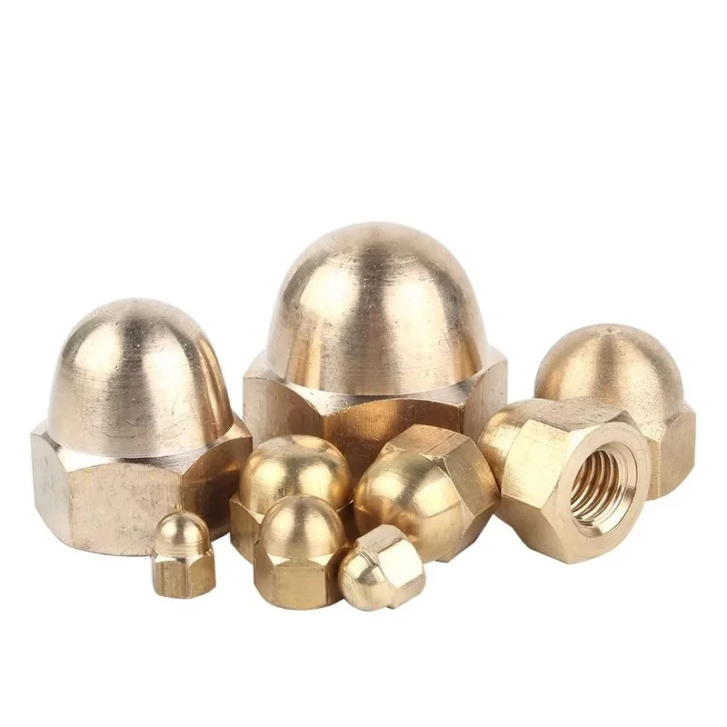 M3-m24 Copper Hex Cap Nuts / Din1587 Dome Acorn Nuts Metric Blind Nut For Decorative Hardware A2-70