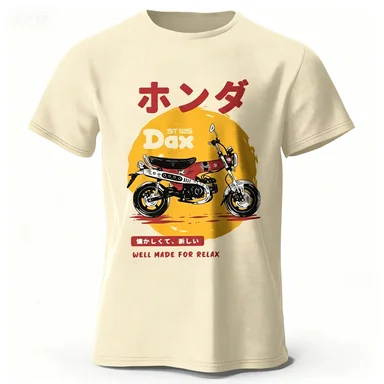 Summer Retro Bicycle Art Hand-painted Motorcycle Slim Fit Quick Drying Pattern T-shirt Short Sleeved