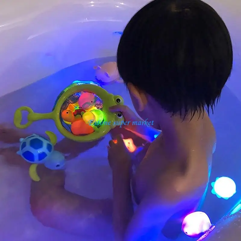 

090B 9pcs Colorful Animal Bath Toy With Automatic Lighting Feature Durable Design For Endless Water Adventures