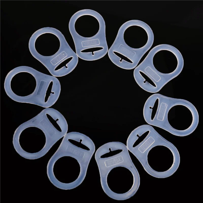 BEDW-80 Stück Knopf Silikon Ring Mam Schnullerhalter Schaufensterpuppe Clip Adapter Transparent