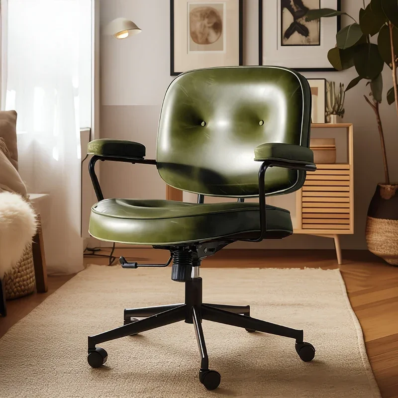 כיסא משרד עור מסתובב מחקר בבית בישיבה נוח ארגונומי מחשב חדר שינה חדר שינה רהיטי כיסא