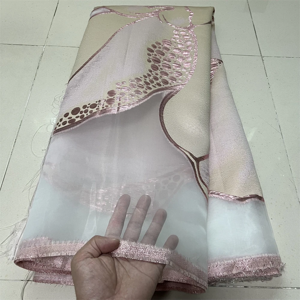 

2025 африканское нигерийское платье высокого качества из тюля, кружевная ткань, органза, вышивка, гипюровое вечернее платье, парчовое жаккардовое свадебное платье, 5 ярдов