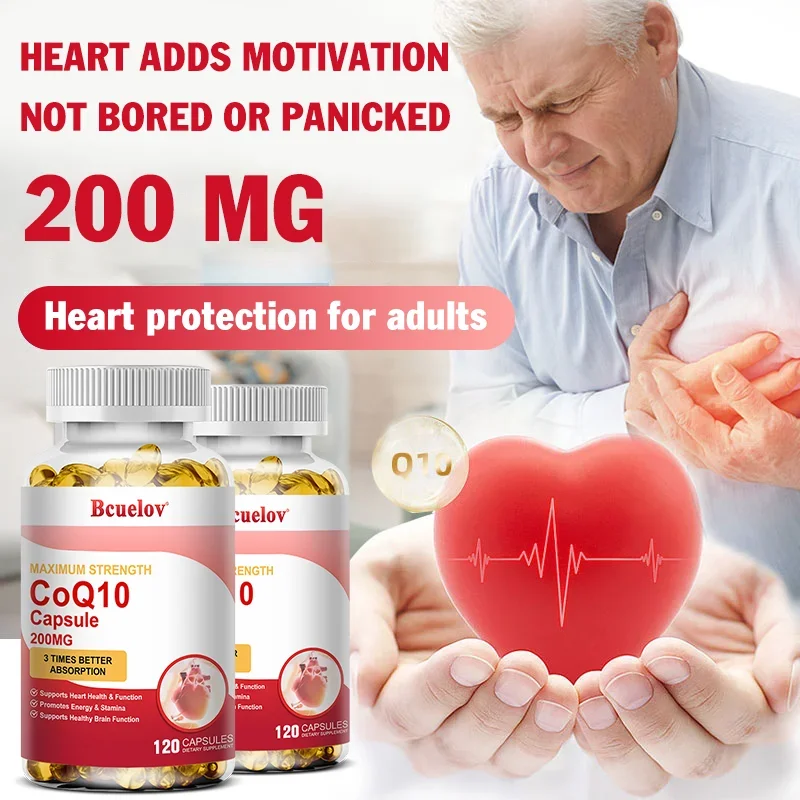 Bcuelov 200mg 3x High Absorption Coenzyme Q10 Softgels Vegetarian Gluten Free Heart Healthy Energy