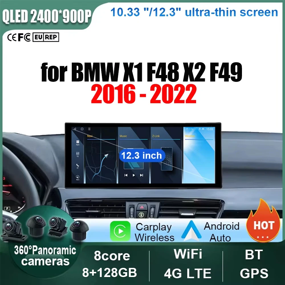 

GPS Navigation Tools 4G Android 14 Car Radio for BMW X1 F48 X2 F49 2016 - 2022 QLED Touch screen Multimedia Video Player Stereo